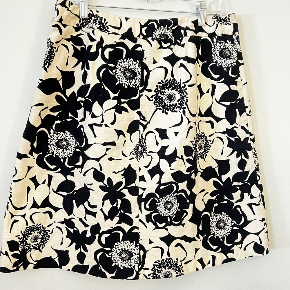 Merona Cotton Black and Cream Floral A-Line Skirt - Picture 7 of 10